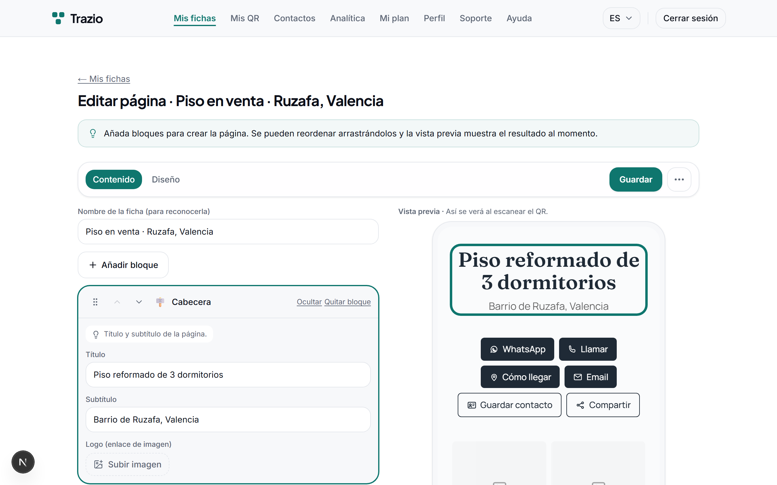 En el editor se completan el título, la descripción y las imágenes. Cada campo puede modificarse las veces que haga falta antes de publicar.